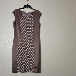Brown dress with white design